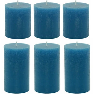 6 Stück Rustic Stumpenkerzen 80x68mm/120x68mm durchgefärbt rustik Kerze - Petrol - Bild 1 von 8