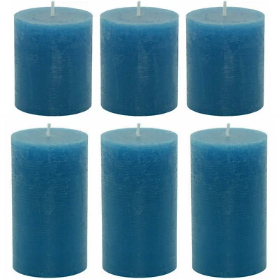 6 Stück Rustic Stumpenkerzen 80x68mm/120x68mm durchgefärbt rustik Kerze - Petrol - Bild 1 von 4