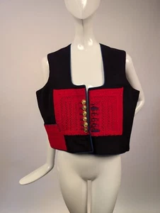 ANTIQUE ETHNIC VEST W RED EMBROIDERED DETAIL FR THE SHARPE COLLECTION - Picture 1 of 6