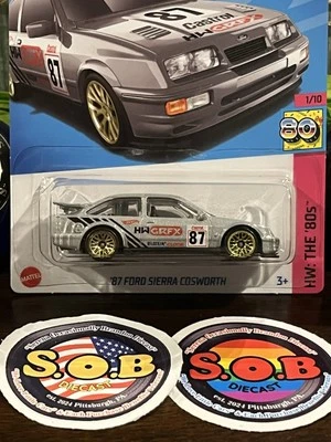 Hot Wheels Blue Card 1987 Ford Sierra Cosworth Gray Diecast Sealed USED NM Cond - Image 1 of 4