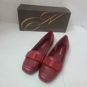Mocassins Enzo Angiolini en cuir rouge Love Song chaussures classiques pour femmes - pointure 6,5 propres - Photo 1/10