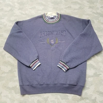 VTG Green Hurst Sweatshirt Mens Large Purple Pullover Long Sleeve Embroidered - Image 1 of 4