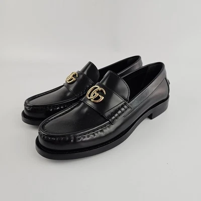 Mocasines de cuero negro para mujer GUCCI Double G $1090 nuevos y auténticos Foto 1 de 4