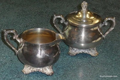 Crema y azucarero plateados WM Rogers And Son rosa victoriana 1903 1904 Foto 1 de 4