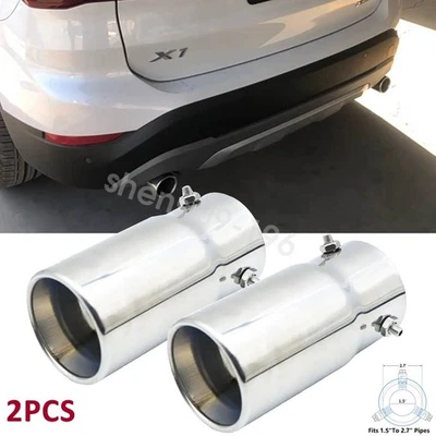 2PCS Exhaust Pipe Tip Rear Tail Throat Muffler Chrome For BMW X1 2010-2026 - Изображение 1 из 4