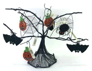 Vintage NWT Hallmark Halloween Tree with 7 Ornaments Spider Bats Jack O Lantern - Picture 1 of 8