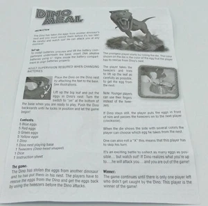 Goliath Games Dino Meal Replacement Part Game Instructions Preowned - Picture 1 of 1