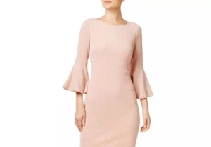 ELLEN TRACY Women Bell Sleeve Flutter Hem ,blossom Color,Dress dress size 6 NWT - Picture 1 of 8