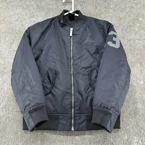 Jordan Jacket Youth Boys M Black Bomber Puffer Lined Retro Air Jumpman Spellout - Picture 1 of 14