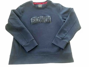 EDWIN Navy Blue ‘Varsity Letters’ 100% Cotton Crewneck Pullover Sweatshirt XL - Picture 1 of 13