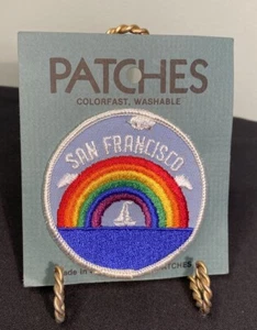 Vintage Embroidered Patch CALIFORNIA SAN FRANCISCO Rainbow Sailboat Gay Pride - Picture 1 of 5