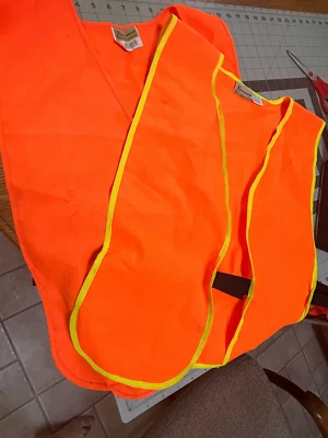 Lot of 2 Vintage Breaux Hunting Safety Vest Camo Orange One Size fits all - Image 1 of 3