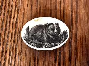 Bear Belt Buckle - Etched Art - Vintage 90s Marble - Picture 1 of 3