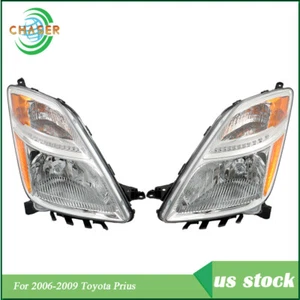 Fit For Toyota Prius 2006-2009 Halogen Chrome Headlight Assembly Set Left+Right - Picture 1 of 12