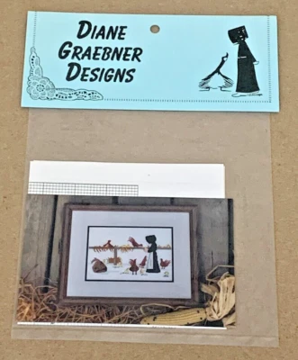 Diane Graebner "Helping Little Peep" Amish w/ Chickens Cross Stitch Pattern NIP - Image 1 of 2
