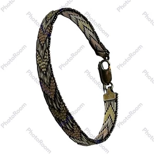 Solid Silver Mesh Bracelet with Gold Vermeil Vintage  - Picture 1 of 4