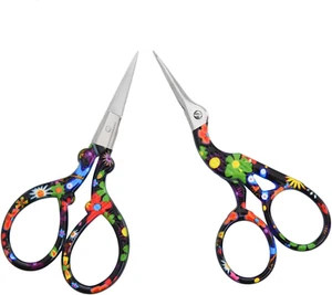 Embroidery Scissors Vintage 2 Pcs Stainless Steel Stork Scissors Small Sewing Sc - Picture 1 of 7