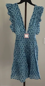 Oliphant Fern Blue Cross Back Mini Dress Size XXS, 100% Cotton, NEW NWT - Picture 1 of 17