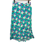 SK & Company Teal Vintage Retro Mod 80's Skirt Medium Faces Red Lips Hat Floral