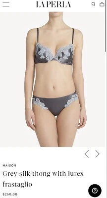 Sujetador push up de seda gris La Perla marfil Frastaglio encaje Maison - 34D - ¡Probado! Foto 1 de 4