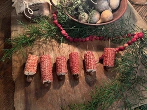 Primitive Cob Jingle Bell Ornaments Early Style Christmas Make Do Feather Tree - Picture 1 of 12