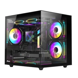 M-ATX Mini-Tower PC Case, 3 ARGB Fans, Tempered Glass, USB 3.0, High-Airflow - Picture 1 of 8