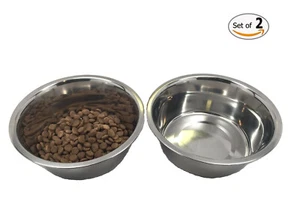 2-STAINLESS STEEL 16 0Z Standard Pet Dog Puppy Cat Food Water Bowls Dish NEW - Picture 1 of 2