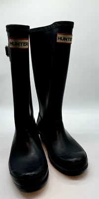 HUNTER THE ORIGINAL UNISEX KID 海军蓝防水橡胶雨靴 美国 2 米/3 F — 第 1/4 张图片