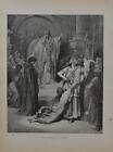 Antique Gustave Dore Religious Art Print Judgement of Solomon Printed 1880