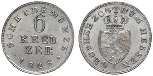 Old German States - Hesse-Kassel 6 Kreuzer 1828 - Silver (Scheidemünze) Km# 583 - Picture 1 of 1