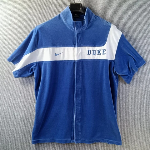 VTG Nike Duke  Shirt Mens L Blue Shooting Warm Up Velour Blue Devils NCAA Snap Cover