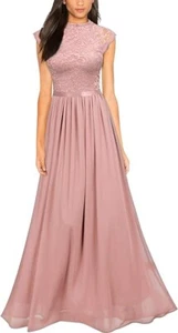MIUSOL Damen formell ärmellos Blumen Spitze Brautjungfer Party Maxikleid - Bild 1 von 12