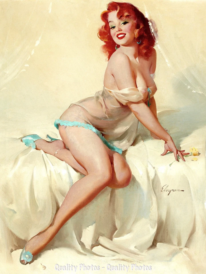 Impressão fotográfica Woman in Nightie pronta para cama 8,5x11", Gil Elvgren Pinup Cheesecake - Imagem 1 de 1