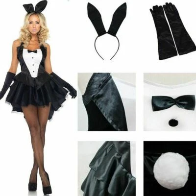 Sexy Women Lingerie Bunny Bodysuit PlayBoy Halloween Cosplay Costume Club Party - Image 1 of 4