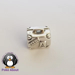 Pandora Adventure Suitcase Travel Holiday Silver Charm 790362 Paris Authentic - Picture 1 of 6