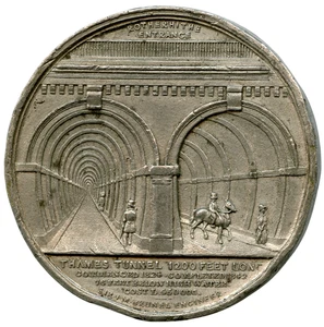 LONDON 1842 MEDAILLE THAMES TUNNEL EINWEIHUNG VON SIR MARC BRUNEL MEDAILLE 44mm 26g - Bild 1 von 4