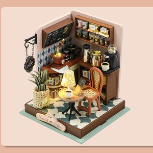 Serendipity Coffee Shop Mini 8.5cm Book Nook DIY 3D Wooden Miniature House Kit - Picture 1 of 3