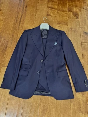 WIDE LAPEL ROSSI MAN 3 PIECE SUIT DEEP PURPLE SIZE 34S - Image 1 of 4