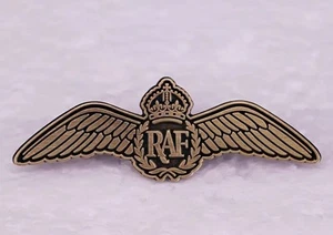 Gold Tone Royal Air Force RAF Pilot Wings Vintage Badge Pin UK Stock - Picture 1 of 5