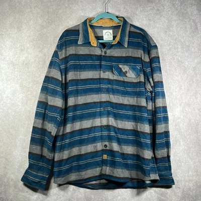 Camisa Dubinik Versión Personalizada Para Hombres XL Azul Gris Franela Rayas Abotonada NUEVA Foto 1 de 4