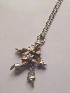 Sterling Silber Clown Anhänger Halskette * Verschluss bleibt nicht geschlossen * R13M - Bild 1 von 4