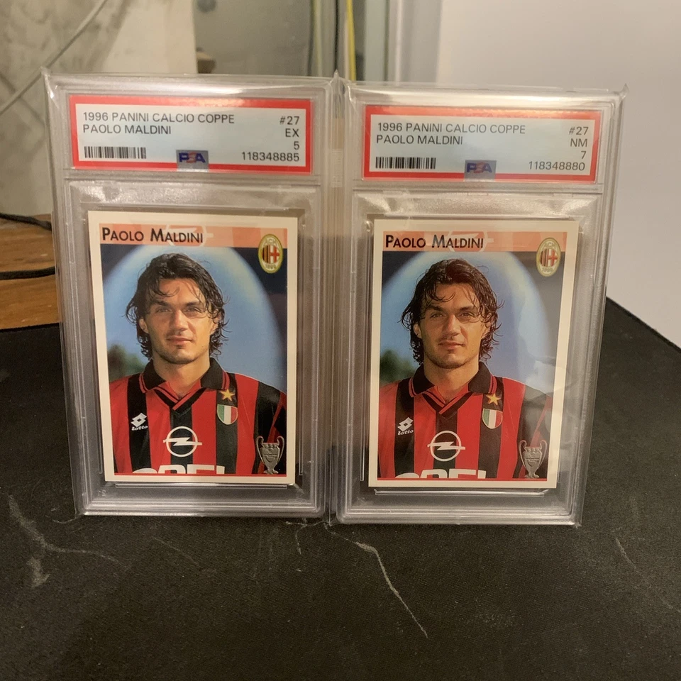 Panini Calcio Coppe 1996 Paolo Maldini #37 PSA 7 y PSA 5 dos en total Foto 1 de 1