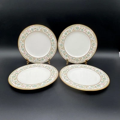 Noritake Sakura 4 Salad Plates 9704 Japan Gold Trim Floral Rim VTG - Image 1 of 4