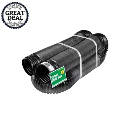 Tubo de drenaje sólido de copolímero negro Amerimax 4 pulgadas x 25 pies uso flexible expandible Foto 1 de 4