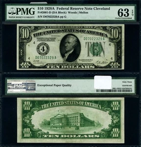 FR. 2001 D $10 1928-A Federal Reserve Note D-A Block Choice PMG CU63 EPQ - Picture 1 of 3