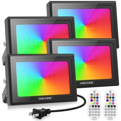 MEIKEE 25W RGB LED Flood Lights Outdoor, 2500LM 250W Equivalent RGB Color Cha... - Image 1 of 4