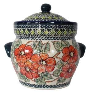 BOLESLAWIEC Polish Pottery Unikat Medium Jar Canister, Floral ART#151 NEW - Picture 1 of 17