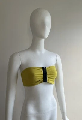 NUEVO ROXY VERDE LIMA NEGRO ACENTO DELANTERO ROUCHING BANDEAU SUJETADOR TUBO TOP XL Foto 1 de 4