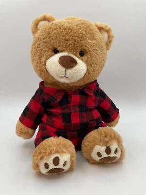 Animal Adventure PJ Bear Teddy Plush Flannel Buffalo Plaid Pajamas Soft 11" 2020 - Image 1 of 4