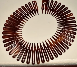 VINTAGE TORTOISE PLASTIC HAIR SCRUNCHIE COMB • PONY TAIL * BUNN* BARRETTE FLEX - Picture 1 of 3